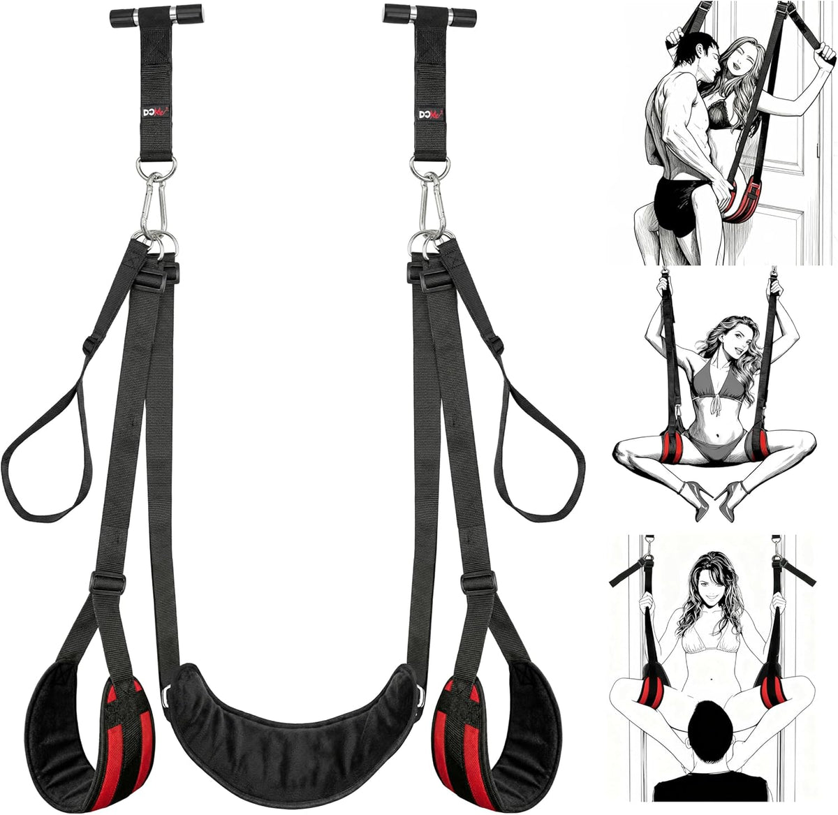 SEX SWING Over-the-Door - Soft Padded Straps for Light Bondage Play - Supports up to 300lbs