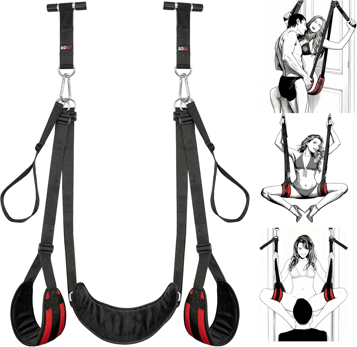 SEX SWING Over-the-Door - Soft Padded Straps for Light Bondage Play - Supports up to 300lbs
